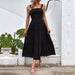 Color-Black-Women Solid Color Sling Summer Dress-Fancey Boutique