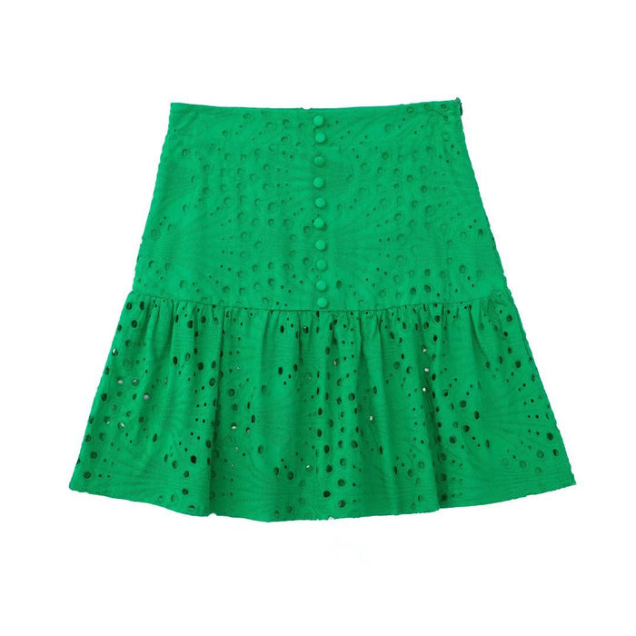 Color-Green Skirt-Women Clothing Embroidered Laminated Decoration Green Skirt-Fancey Boutique