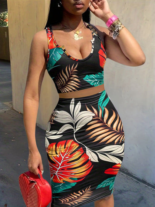 Color-Black-Women Clothing Summer Slip Dress Casual Two Piece Suit Sexy Print-Fancey Boutique