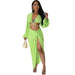Color-Green-Summer Suit Skirt Women Casual Long Sleeve Sexy Two Piece Suit-Fancey Boutique