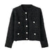 Women Clothing French All Match Pocket Decoration Classic Knitted Cardigan Coat-Black-Fancey Boutique