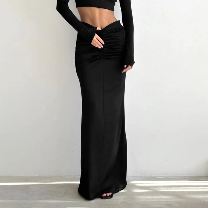 Autumn Mysterious Black Sexy Design Knitted Slim Fit High Waist Fishtail Skirt Women-Fancey Boutique