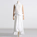 Summer Pleated Stand Collar Sleeveless Top Asymmetric Patchwork Ruffled Skirt Two Piece Suit-Fancey Boutique