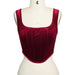 Color-Burgundy-Women Clothing Square Collar Sexy Slim Boning Corset Velvet Vest Cropped Women T Top High Profile-Fancey Boutique