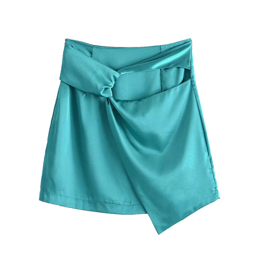 Color-Blue-Spring Women Clothing French Retro High Waist Irregular Asymmetric Skirt Mini Skirt Slimming-Fancey Boutique