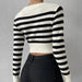 Autumn Winter Women Sweater Striped Short Inner Wear Outer Wear Knitwear Top Women-Fancey Boutique