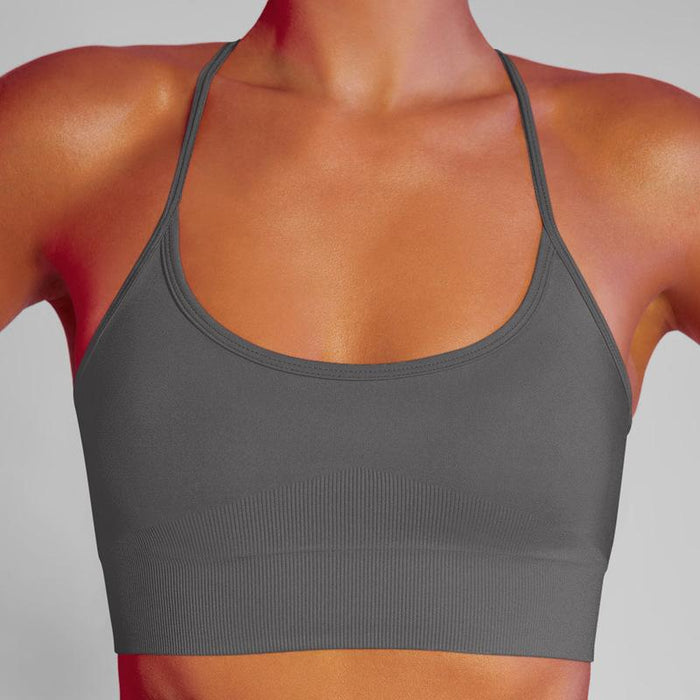 Color-Low Collar Bra-Dark Gray-Spring Summer Seamless Knitted Solid Color Beauty Back Exercise Underwear High Elastic Tight Workout Bra Yoga Clothes Women-Fancey Boutique