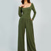 Color-Green-Winter Solid Color Casual Straight Leg Pants Women Drape Wide Leg High Waist Slimming Office-Fancey Boutique