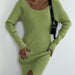 Long Sleeve Mid Length Fall Winter Sweater Dress Backless Tight Sexy Slit Knitted Dress for Women-Green-Fancey Boutique