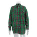 Color-Green-Women Clothing Autumn Winter Retro Loose Plaid Shacket Collared Long Sleeve Shirt-Fancey Boutique