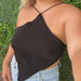 Color-Summer Knitted Camisole Irregular Asymmetric Halter Sexy Slim Fit Backless Top-Fancey Boutique