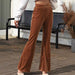 Solid Color High Waist Flared Pants Women Autumn Winter Corduroy Wide Leg Casual Pants Women-Fancey Boutique