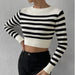 Autumn Winter Women Sweater Striped Short Inner Wear Outer Wear Knitwear Top Women-Fancey Boutique