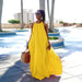 Color-Yellow-Summer Women Clothing Sleeveless Halter Sexy Backless Solid Color Dress Long-Fancey Boutique