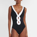 Black White Simple Hollow Out Cutout Out Swimsuit Women Skirt Set-Fancey Boutique