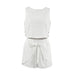 Summer Sleeveless Vest Lace up Wide Leg Pants Shorts Two Piece Russian Cotton Linen Casual Set Women-Fancey Boutique