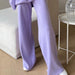 Color-Light Purple Pants-Autumn Winter Long Sleeve Loose Casual Sweater Knitted Top Trousers Set-Fancey Boutique