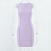 Color-Purple-Summer Women Round Neck Sleeveless Solid Color Slim Sheath Dress-Fancey Boutique