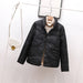 Color-Black-Autumn Winter Single Breasted Women Stand up Collar down Jacket Thin Side Slit Coat-Fancey Boutique