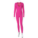 Color-Coral Red-Women Clothing Spring Solid Color Slim Sports Long Sleeve Jumpsuit-Fancey Boutique