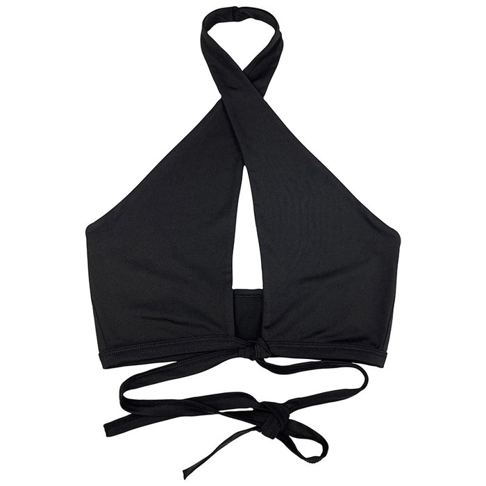 Color-Black-Slim Fit Cross Halterneck Hollow Out Cutout Criss Cross Backless Belt Lace up Sexy-Fancey Boutique