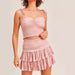 Sweet Lace up Bow Small Tank Top Top Short Sexy Skirt Set-Pink-Fancey Boutique