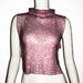 Color-Pink-Women's Clothing Full Diamond Vest Luxury Turtleneck Rhinestone Top Sexy Nightclub Sexy Vest-Fancey Boutique