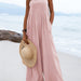 Color-Pink-Summer New Women National Fashion Solid Color Buttons Sling Wide Leg Trousers Jumpsuit-Fancey Boutique