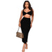 Color-Black-Sexy Sleeveless Tube Top Solid Color Skirt Set Women Clothing-Fancey Boutique