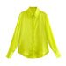Color-Multi-Spring Women Bright Yellow Satin Texture Shirt Top-Fancey Boutique