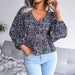 Color-Lantern Long Sleeve Casual Leopard Print Chiffon Shirt Top Women Clothing Spring Summer-Fancey Boutique