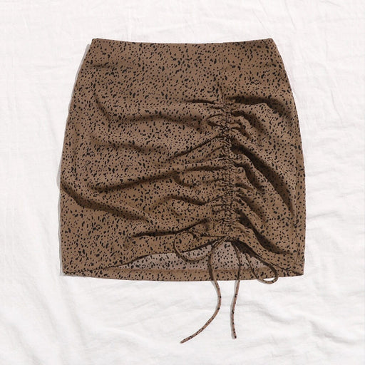 Color-Leopard Print Skirt-Women Clothing Sexy Mini Drawstring Short Skirt Women Leopard Print High Waist Slim-Fit One-Step Skirt Skirt-Fancey Boutique