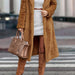 Color-Golden Camel-Autumn Winter Long Solid Color Long Sleeve Woolen Women Coat-Fancey Boutique