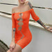 Summer Women Clothing Sexy Cutout off Neck Knitted High Waist Tight Sheath Dress-Orange-Fancey Boutique