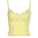 Color-Yellow-Summer Trends Women V Neck Brace Backless Lace Lace Slim Vest-Fancey Boutique