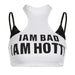 Street Sexy Letter Graphic Printing Faux Two Piece Slim Fit I Shaped Camisole Cropped All Matching Short Top-White-Fancey Boutique