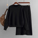 Color-Black-Suit Autumn Winter Loose Sweater Skirt Set Casual Loose Knitted Two Piece-Fancey Boutique