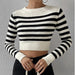 Autumn Winter Women Sweater Striped Short Inner Wear Outer Wear Knitwear Top Women-Fancey Boutique