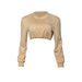 Color-Khaki-Sexy Autumn Solid Color Round Neck Embroidered Letter Graphic Long Sleeve Short Cropped Women Sweater-Fancey Boutique