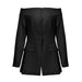 Autumn Winter off the Shoulder Personality Zipper Hidden Hook Short Jacket Women-Black-Fancey Boutique