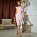 Color-Pink-Lace Shoulder Elegant Cocktail Party Ladies Evening Dress Women Dress Bandage Dress-Fancey Boutique