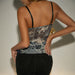 Color-Sexy Wind Net Cloth Printing Lace Eyelash Lace Boning Corset Row Buckle See Through Personality Small Sling-Fancey Boutique