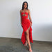 Color-Red-Sexy Hollow Out Cutout Resin Ring Dress Irregular Asymmetric Fishtail Hem Arrival Women Clothing Dress-Fancey Boutique