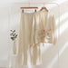 Color-Ivory-Two Piece Dress Knitted Sweater Solid Color Casual Coat Woven Belt H Type-Fancey Boutique