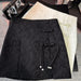 Color-Black-High End Chinese Elegant Jacquard Skirt A line Skirt Spring Elegant Buckle Split Skirt-Fancey Boutique