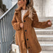 Color-Brown-Fall Winter Women Clothes Furry Long Sleeve Collared Women Plush Top Large Coat-Fancey Boutique
