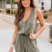 Color-Gray-Green-Sling Solid Color Loose Sling One-Piece Short Romper-Fancey Boutique