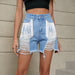 Color-Light Blue-Women Clothing Trade Personalized Tassel Washed Denim Shorts-Fancey Boutique