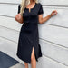 Color-Black-Clothing Short Sleeve Split Women Clothing Dress-Fancey Boutique