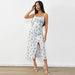 Fresh Air Strap Floral Dress Summer High Waist Pullover A line Midi Dress-Fancey Boutique